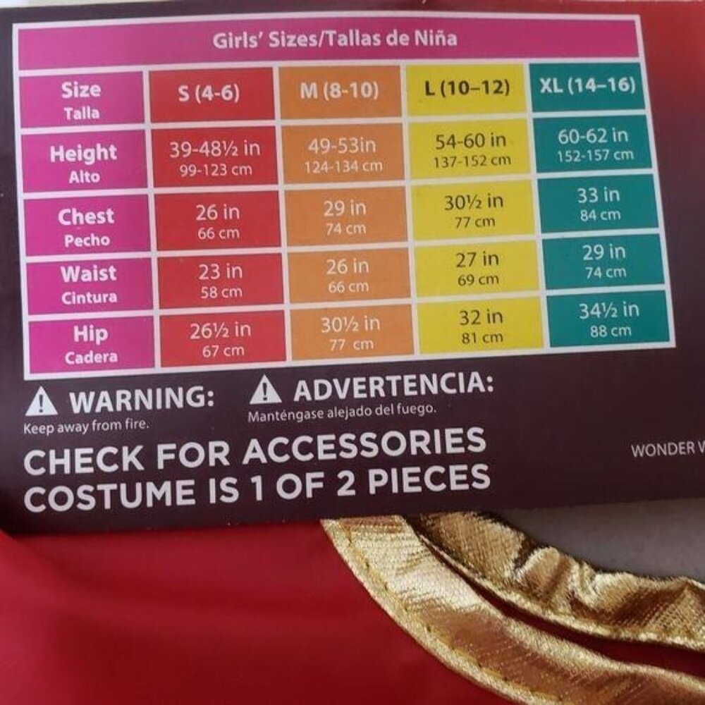 Girls Wonder Woman super hero halloween Costume Dress & Cape Set Sz L 10-12 kids - Picture 3 of 4